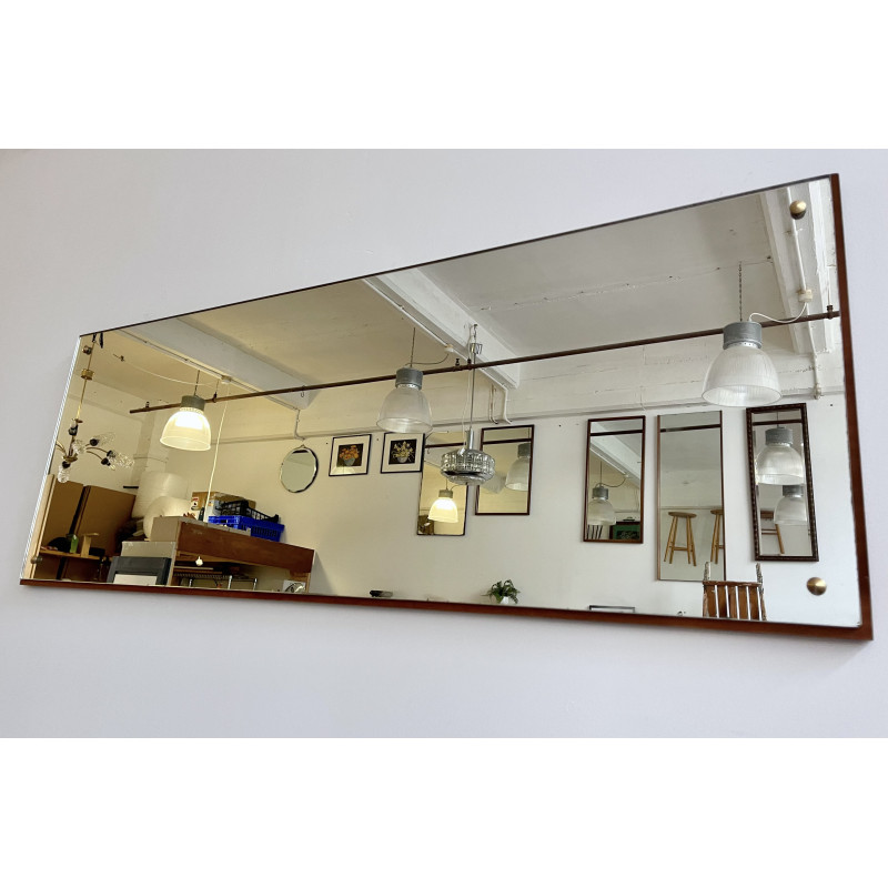 Vintage rectangular teak wall mirror