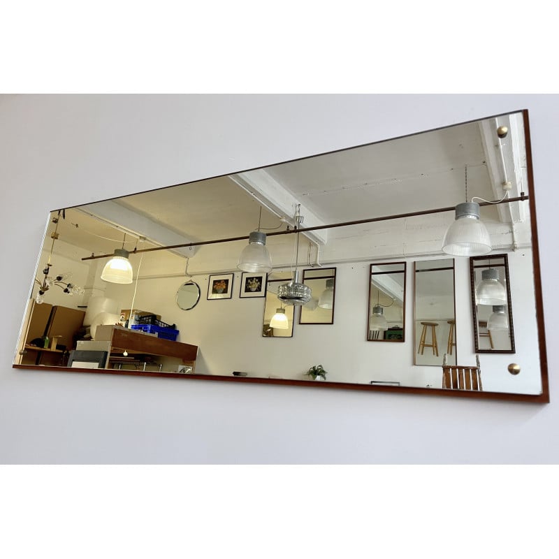 Vintage rectangular teak wall mirror