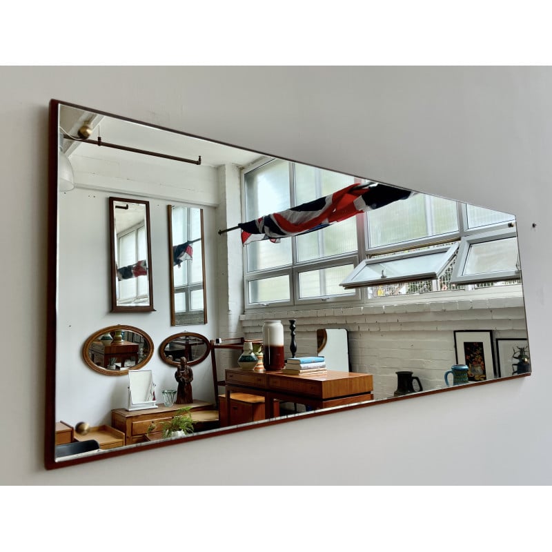 Vintage rectangular teak wall mirror