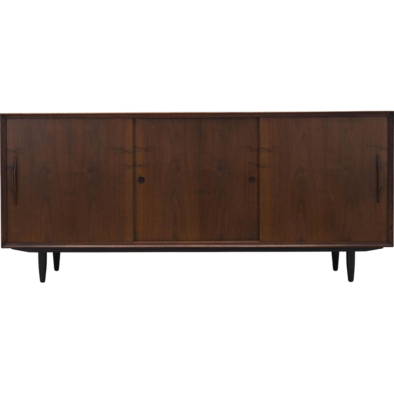 Vintage walnut highboard with sliding doors, Denmark 1960