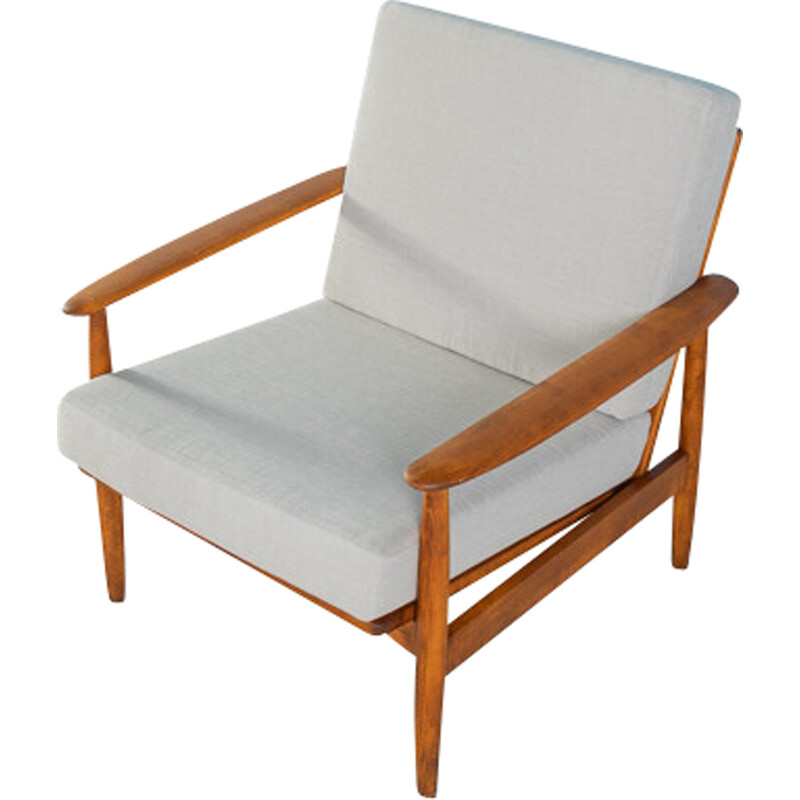 Vintage beechwood armchair with reupholstered, Germany 1960s