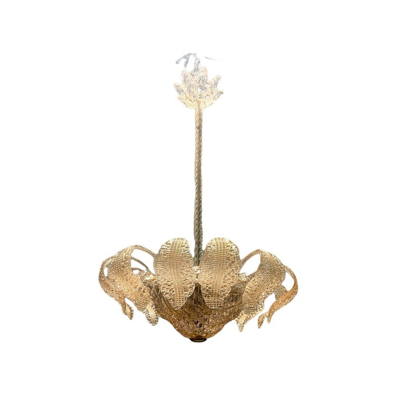 Vintage pink Murano glass pendant lamp by Barovier