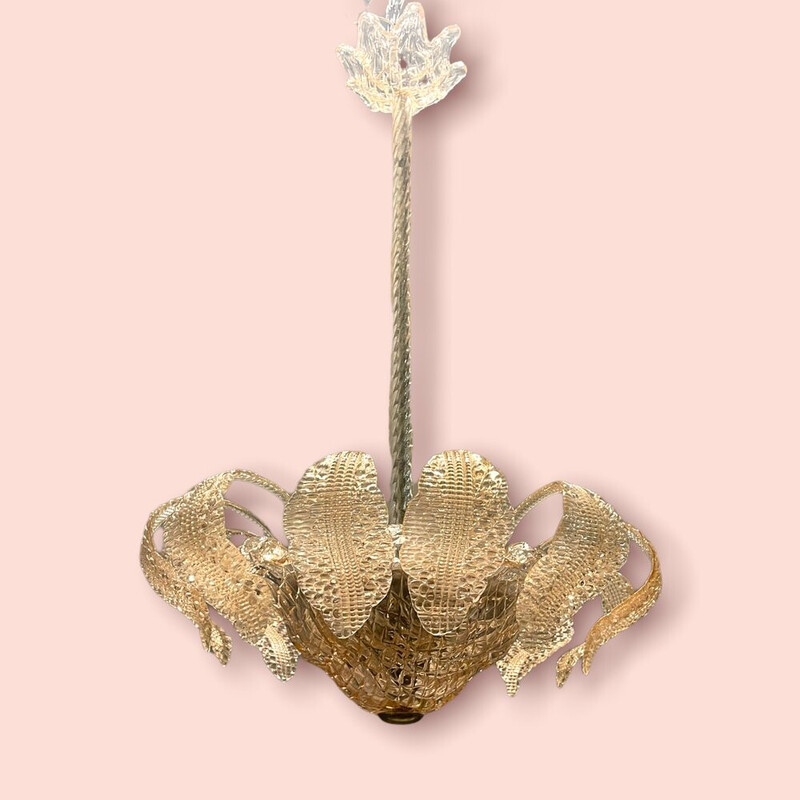 Vintage pink Murano glass pendant lamp by Barovier