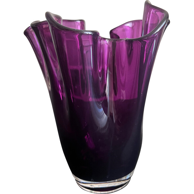 Vintage purple handkerchief vase, 1980