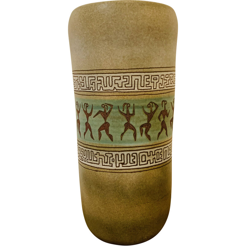 Vintage-Vase mit Aztekenmotiven von René Morel