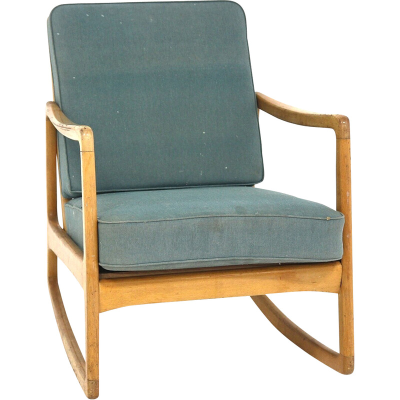 Chaise à bascule vintage en hêtre par Ole Wanscher pour France et Son, Danemark 1950