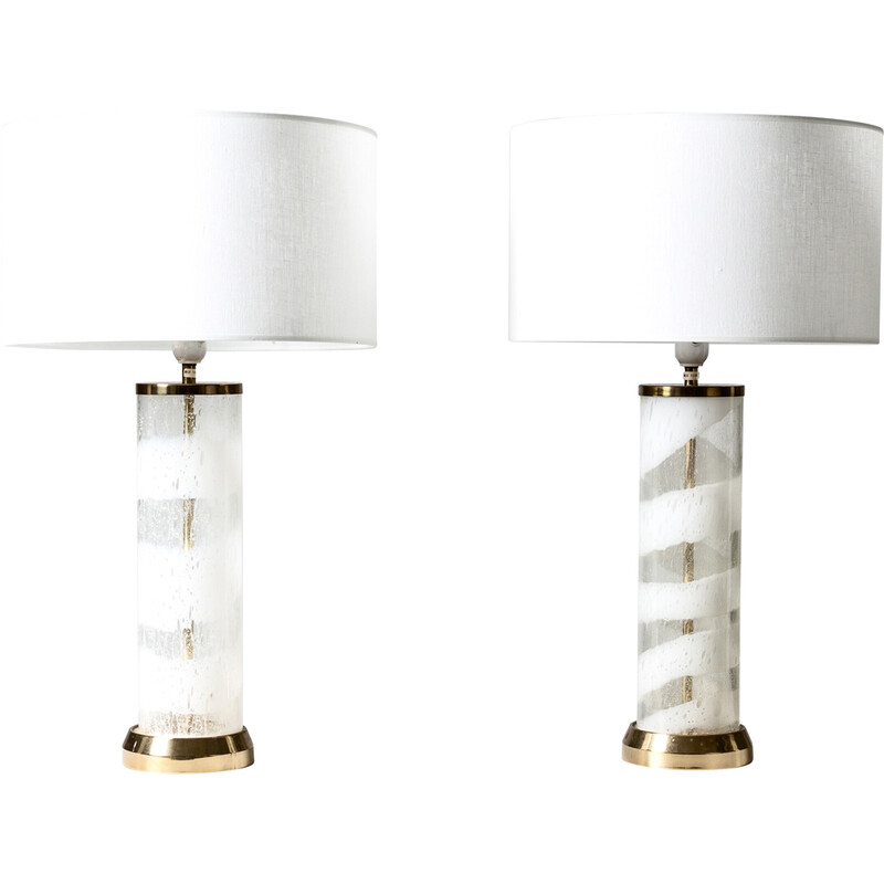 Pair of vintage glass lamps by Bergboms Sweden, 1970