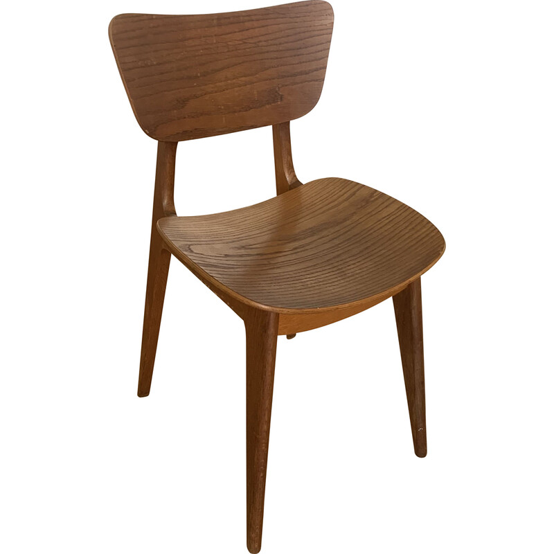 Vintage 6157 wooden chair by Roger Landault, 1950