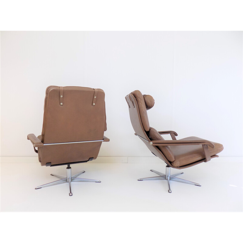 Paar vintage lederen fauteuils van Goldsiegel, 1960