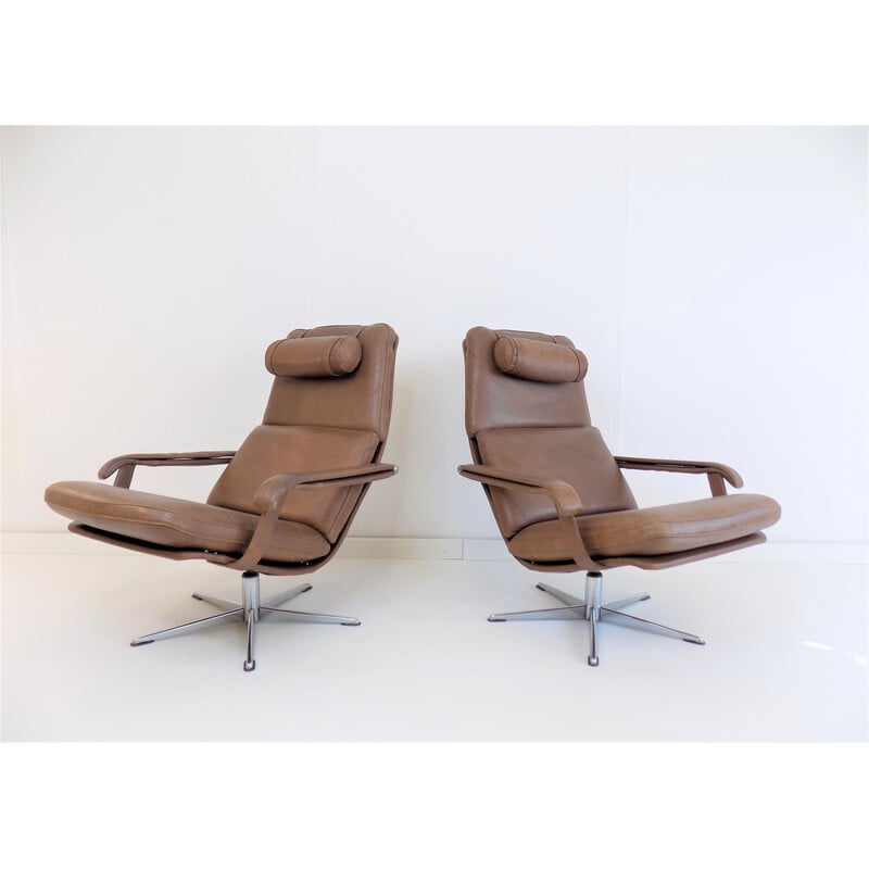 Pair of vintage leather armchairs by Goldsiegel, 1960s