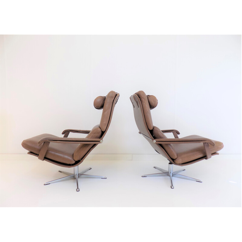 Paar vintage lederen fauteuils van Goldsiegel, 1960