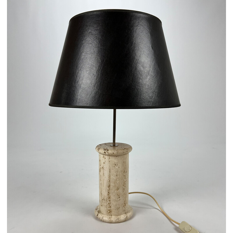 Vintage-Tischlampe aus Travertin und Messing, 1960