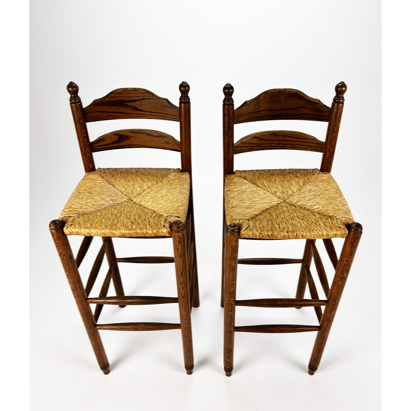 Vintage barstool with wicker, 1960s