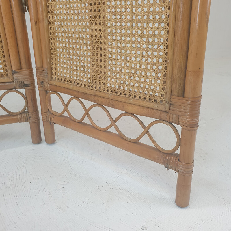 Italian vintage room divider in rattan and wicker, 1960s