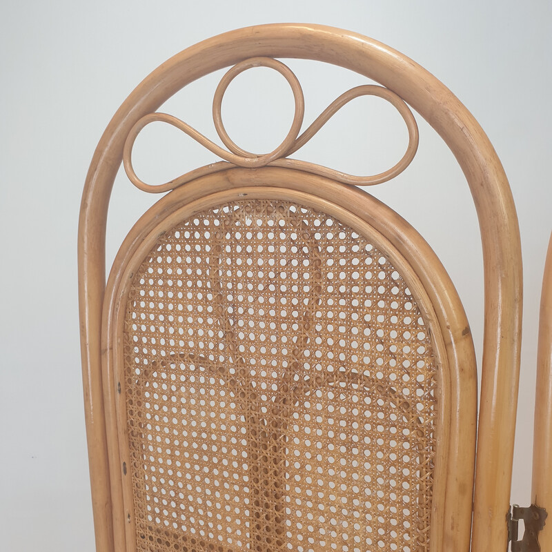 Italian vintage room divider in rattan and wicker, 1960s