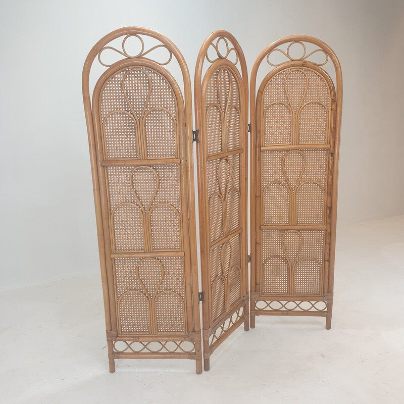 Italian vintage room divider in rattan and wicker, 1960s