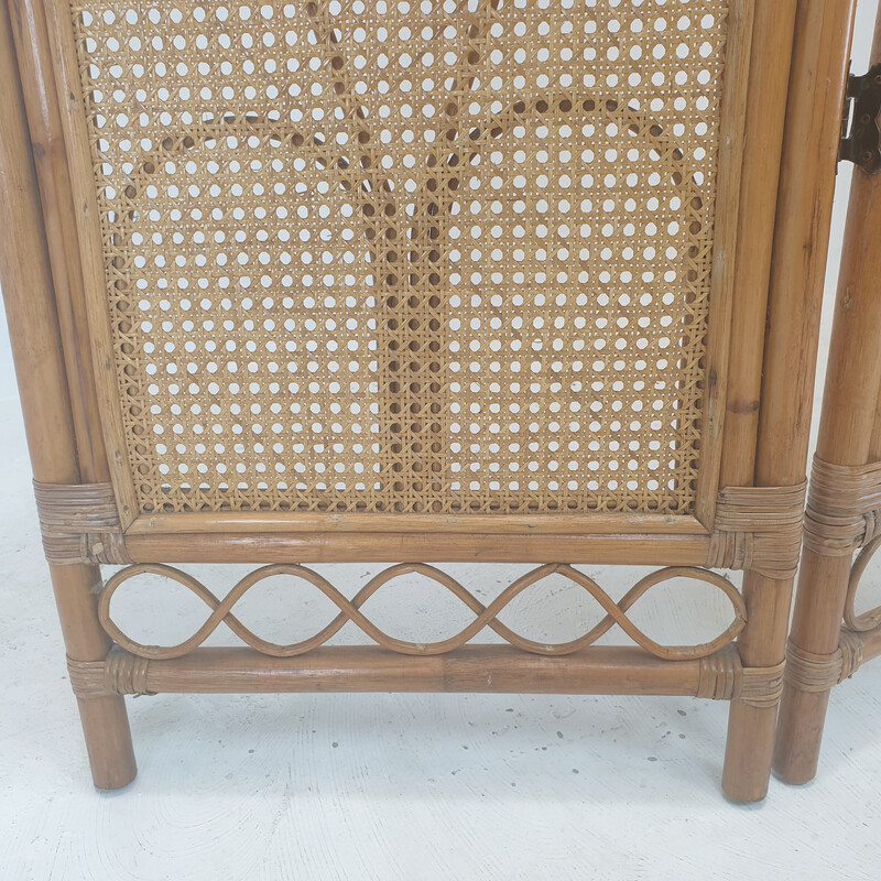 Italian vintage room divider in rattan and wicker, 1960s