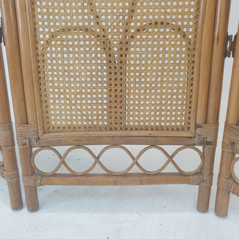 Italian vintage room divider in rattan and wicker, 1960s