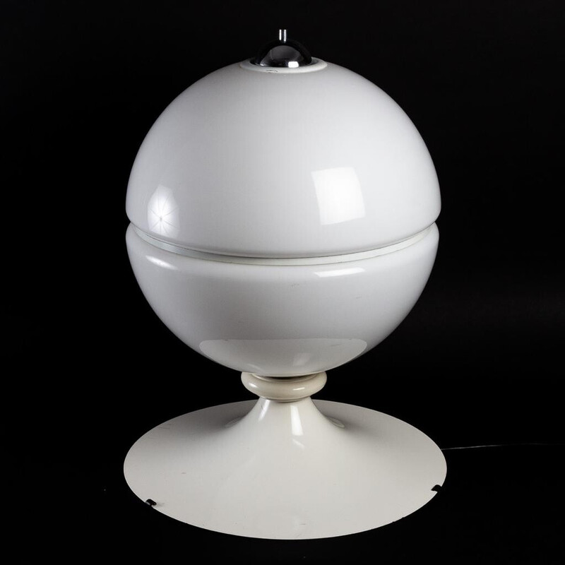 Vintage vloerlamp in metaal en wit plexiglas, Italië 1970