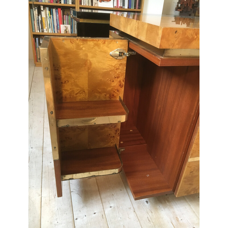 Vintage Sideboard aus Walnusswurzelholz von Jean Claude Mahey für Roche Bobois, 1970