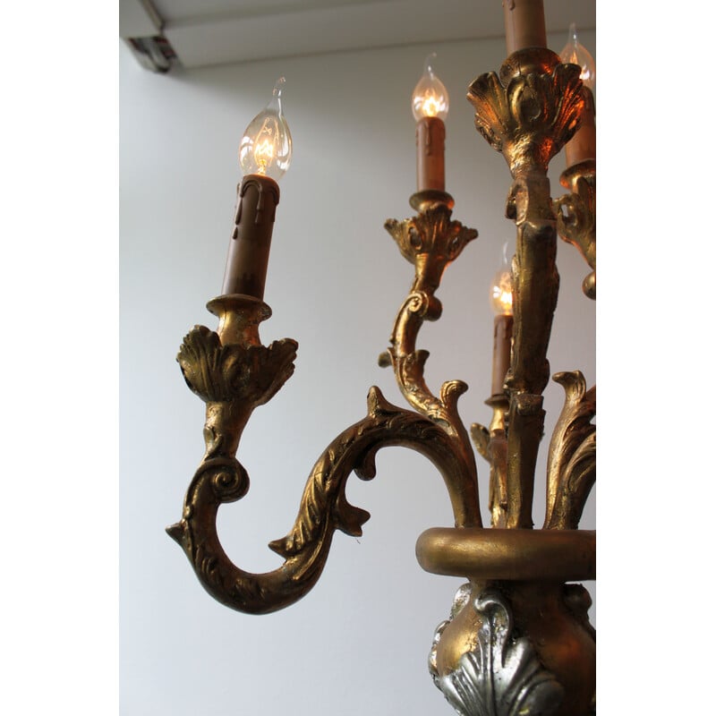 Paire de lampadaires vintage torchères aux nubiens en bois polychrome, Italie