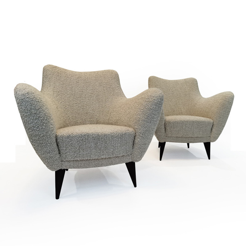 Pair of vintage Perla armchairs by Giulia Veronesi for I.S.A Bergamo, Italy 1950s