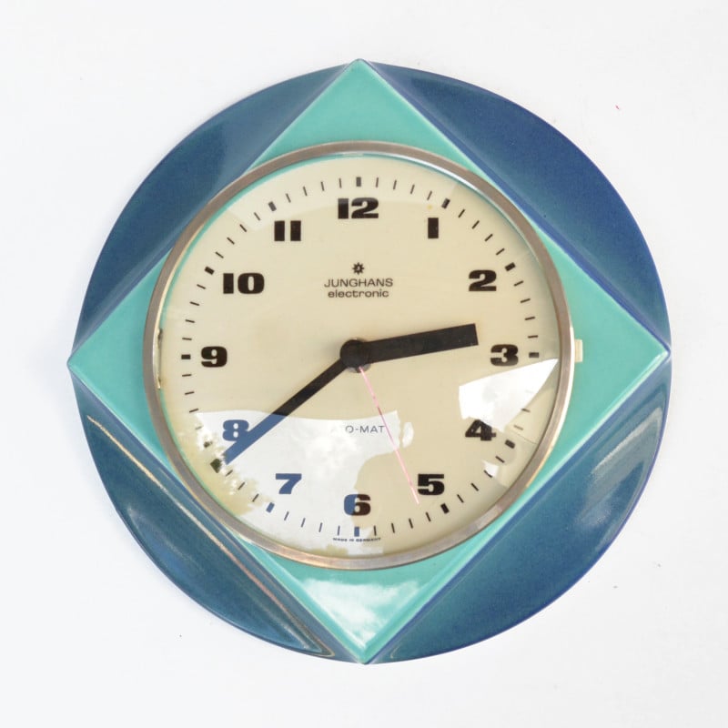 Vintage ceramic wall clock Junghans, Germany 1970s