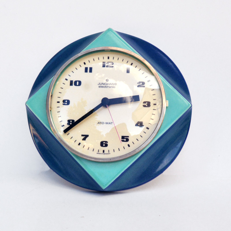 Relógio de parede em cerâmica Vintage Junghans, Alemanha 1970s