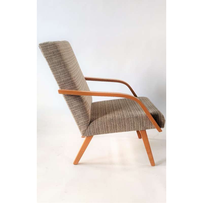 Paar midden-eeuwse Tsjecho-Slowaakse fauteuils in lichtbeige, 1960