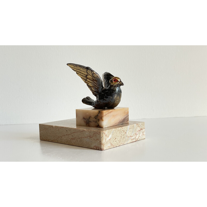 Vintage Art Deco paperweight bird on marble