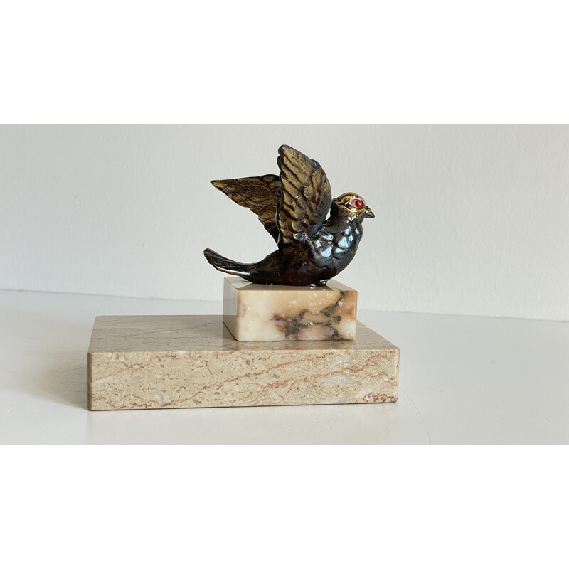 Vintage Art Deco paperweight bird on marble