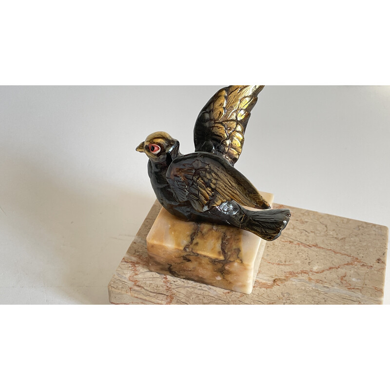 Vintage Art Deco paperweight bird on marble