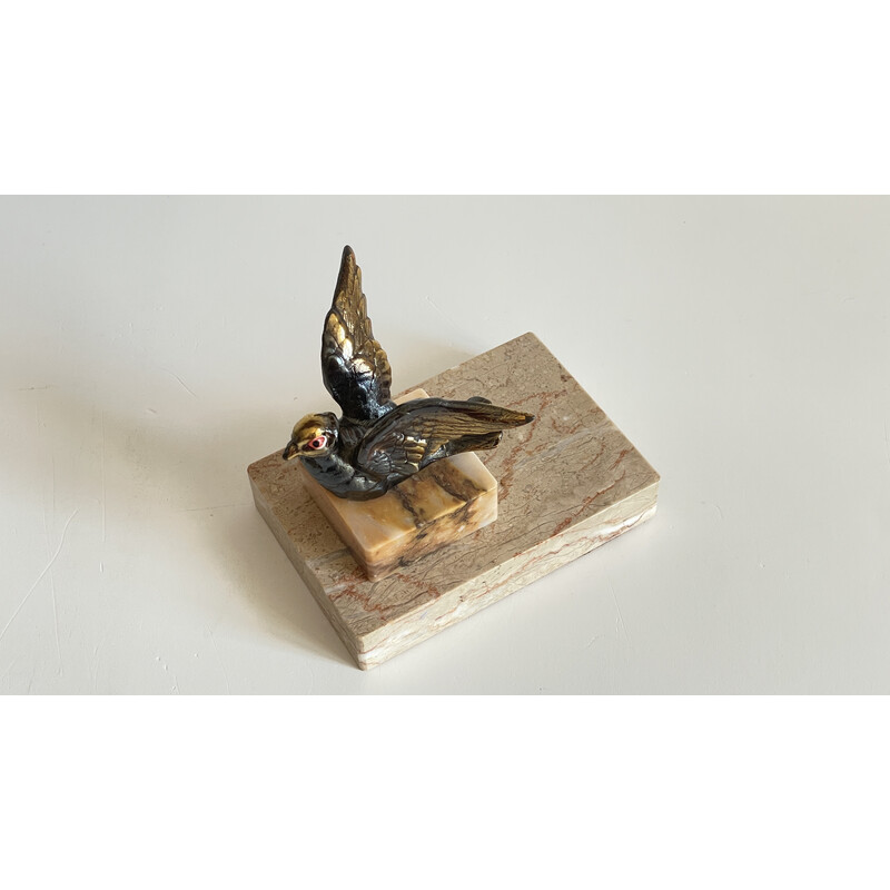 Pássaro peso de papel Vintage Art Deco sobre mármore