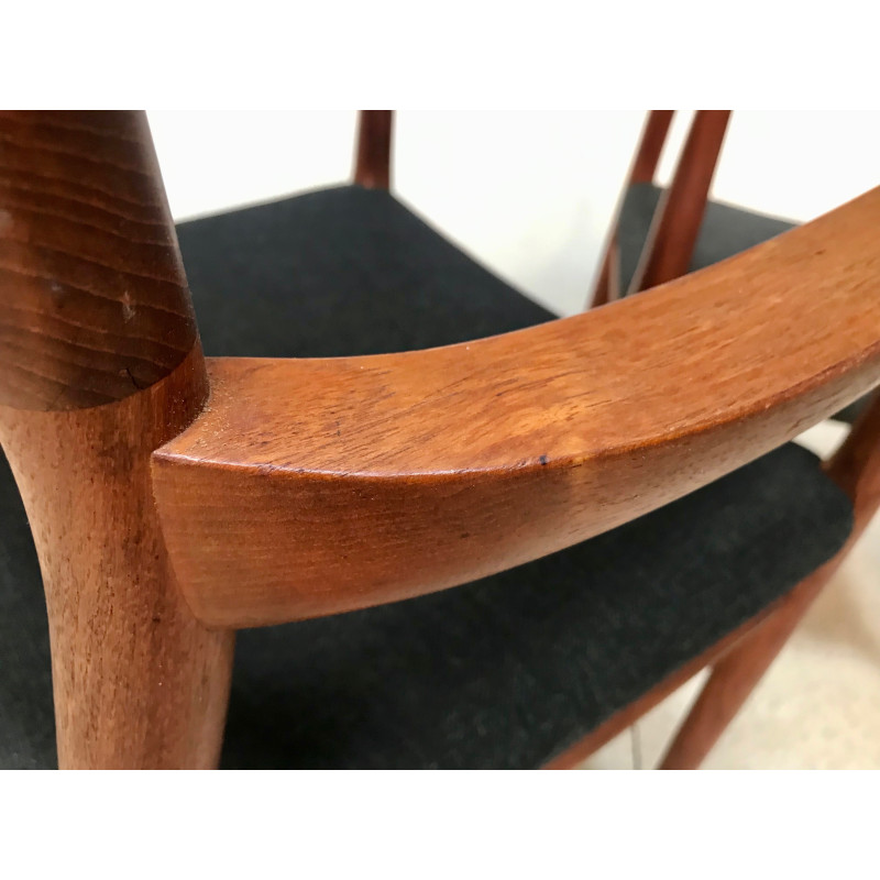 Coppia di poltrone vintage danesi in teak e lana "Model 56" di Niels O. Møller per J.L. Møllers, 1954