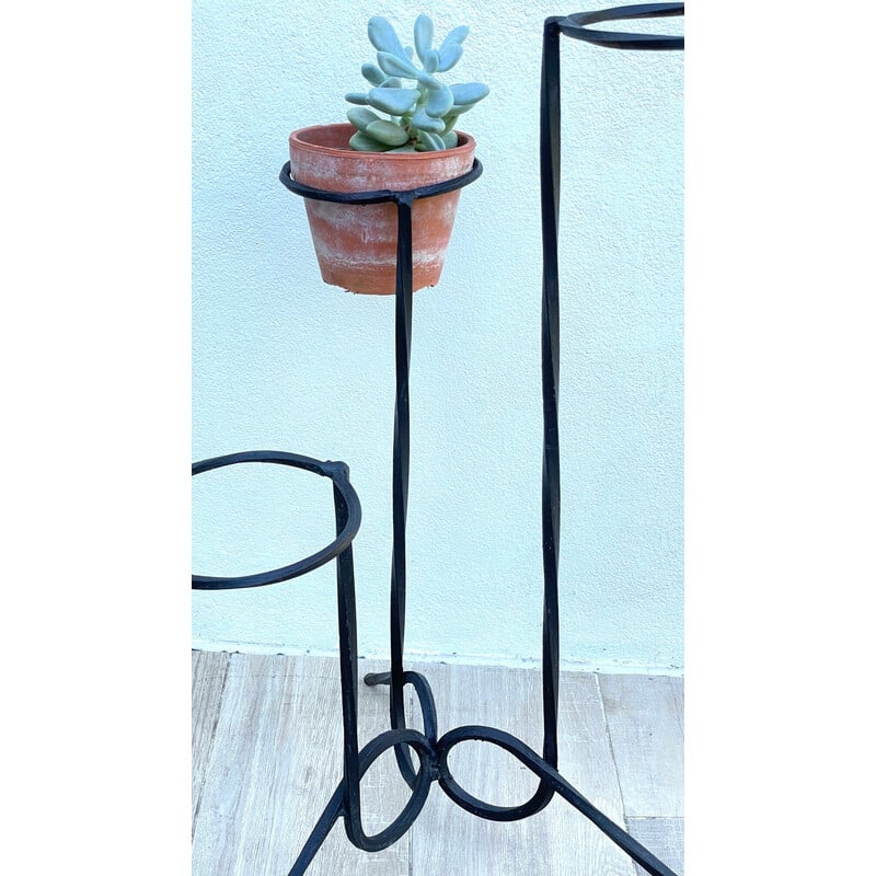 Vintage geometric plant stand in steel
