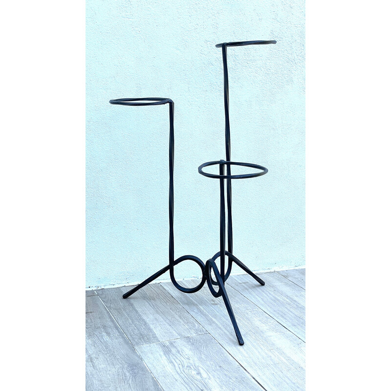 Vintage geometric plant stand in steel