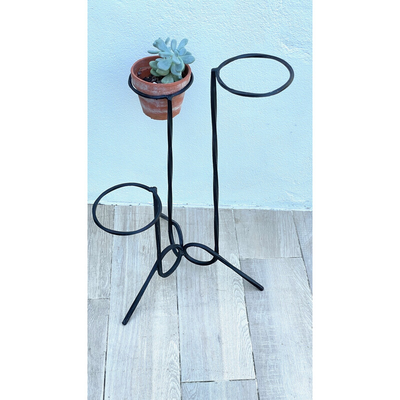 Vintage geometric plant stand in steel