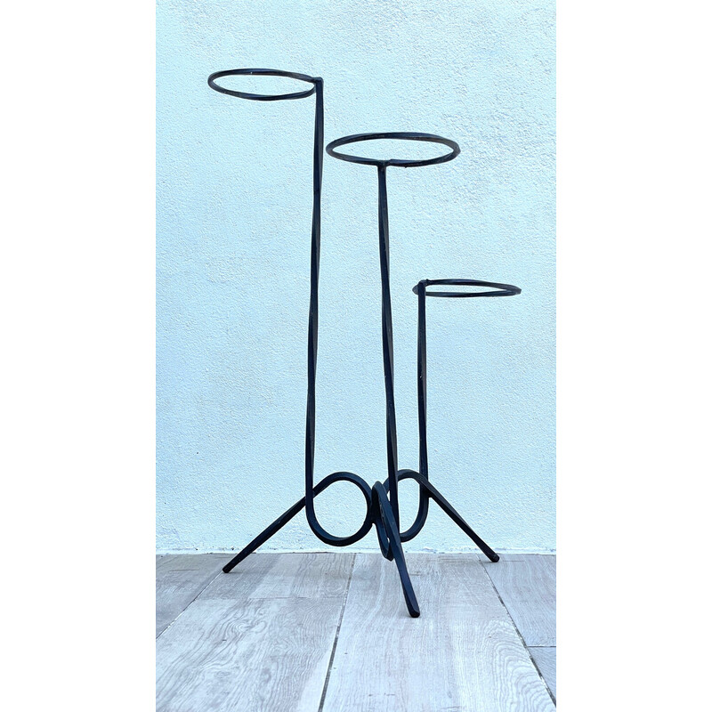 Vintage geometric plant stand in steel