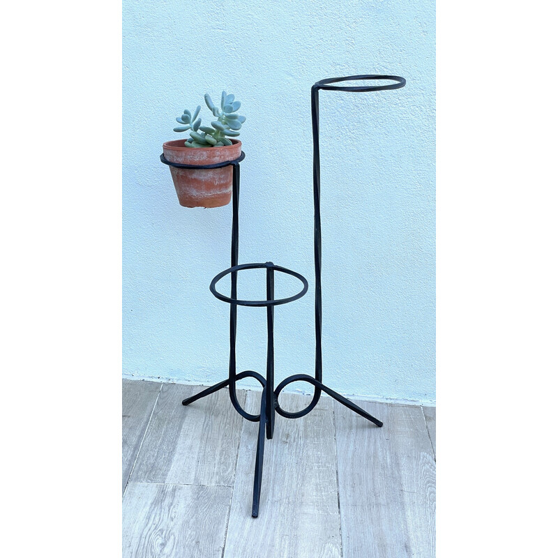 Vintage geometric plant stand in steel