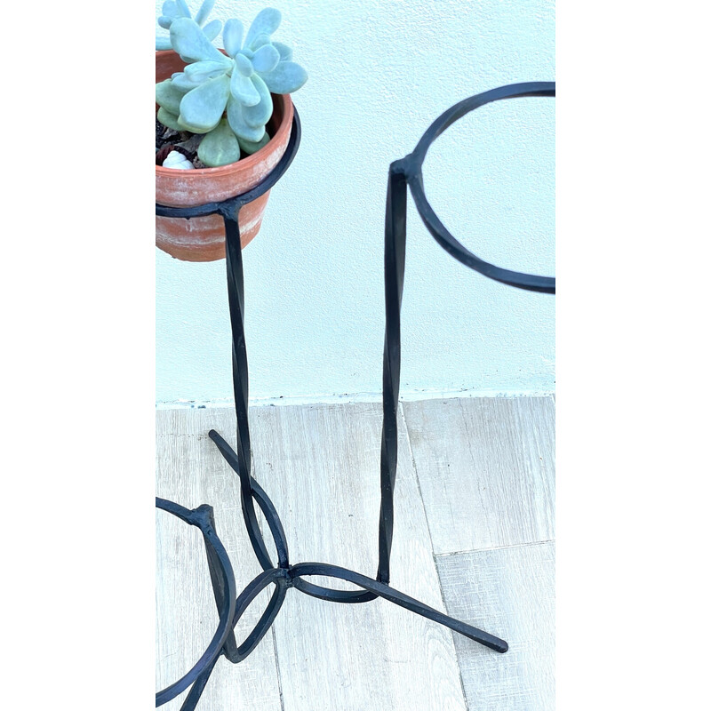 Vintage geometric plant stand in steel