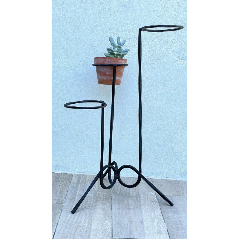 Vintage geometric plant stand in steel