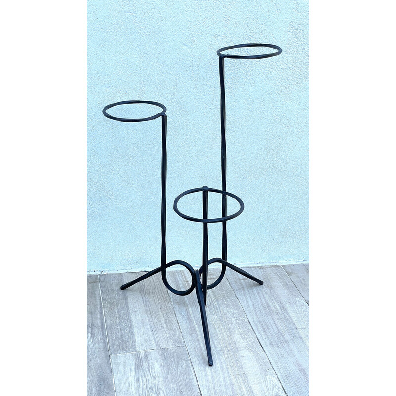 Vintage geometric plant stand in steel