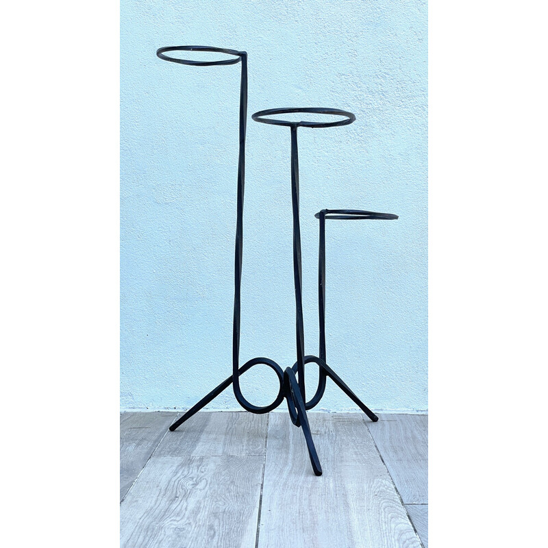 Vintage geometric plant stand in steel