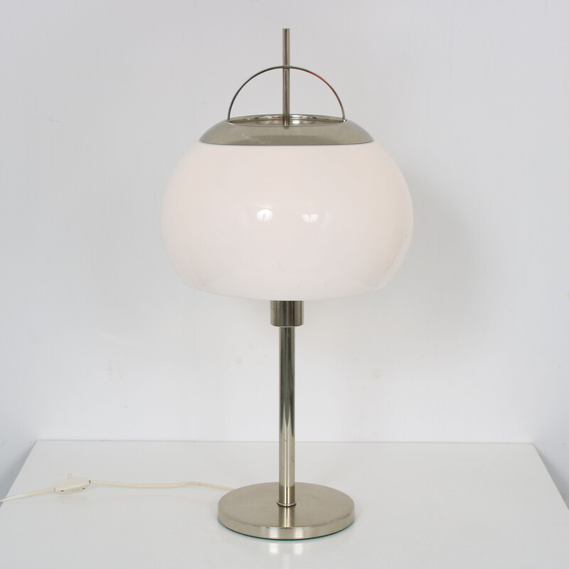 Vintage chrome with plexigass table lamp, Belgium 1970s