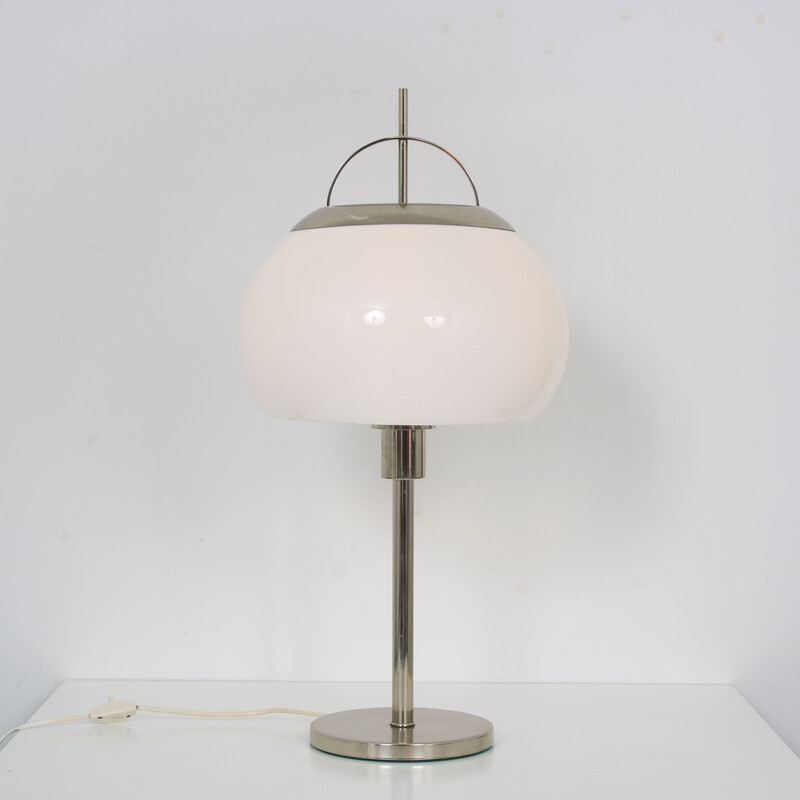 Lampada da tavolo vintage in cromo e plexiglass, Belgio 1970