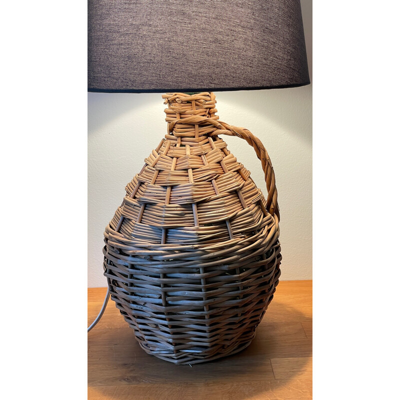 Vintage lamp Dame Jeanne in rattan