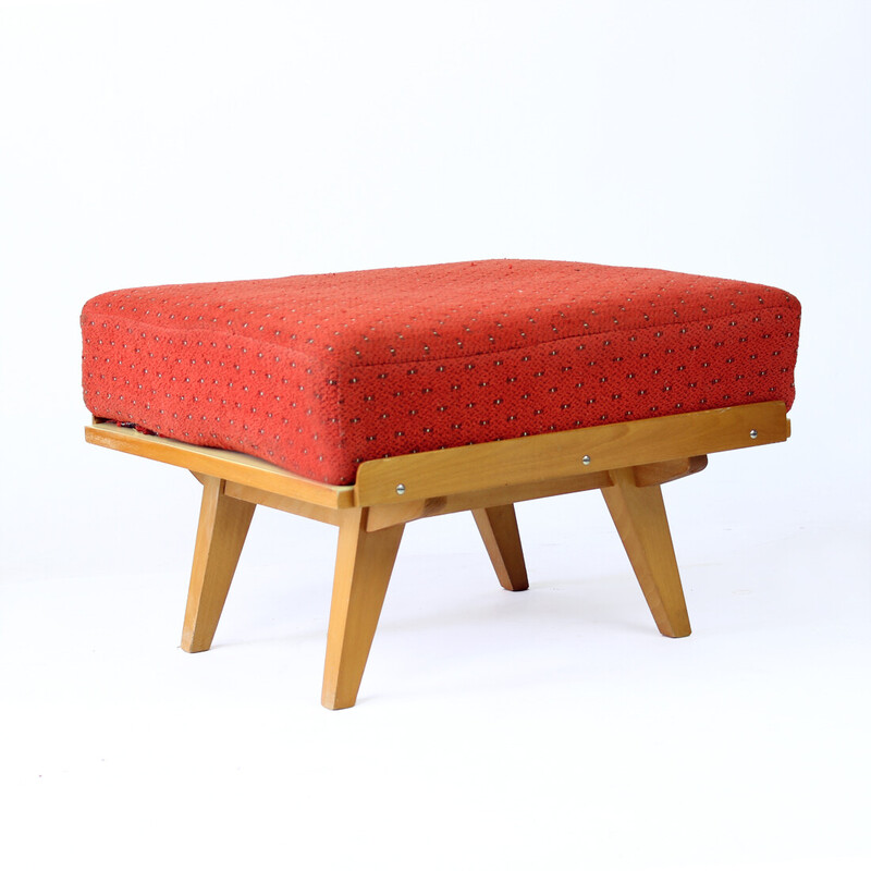 Vintage beechwood ottoman by Tatra, Czechoslovakia 1960s