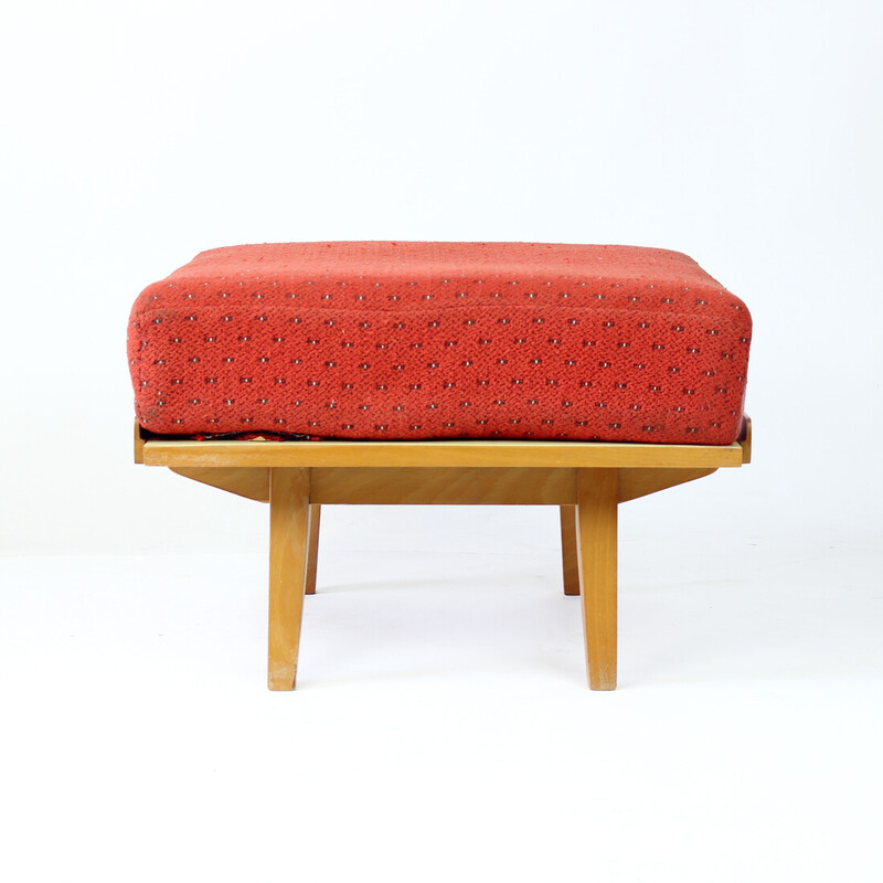 Vintage beechwood ottoman by Tatra, Czechoslovakia 1960s