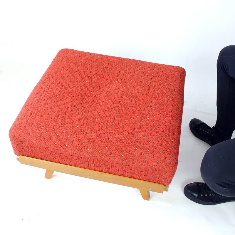 Vintage beechwood ottoman by Tatra, Czechoslovakia 1960s