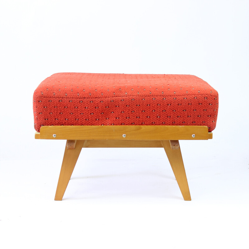 Vintage beechwood ottoman by Tatra, Czechoslovakia 1960s